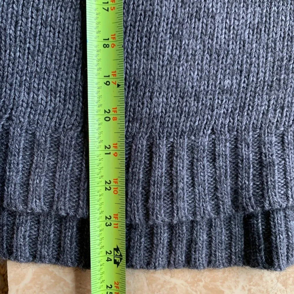 Garnet Hill Sweater Medium Gray Mock Neck Wool Alpaca Cabin Core Winter Preppy